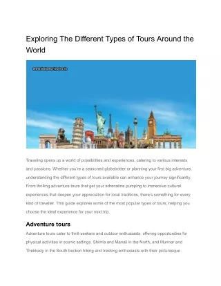 Exploring The Different Types of Tours Around the World