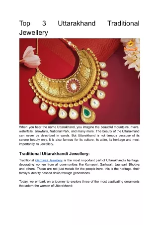 Top 3 Uttarakhand Traditional Jewellery