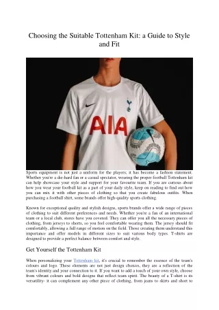 Choosing the Suitable Tottenham Kit a Guide to Style and Fit