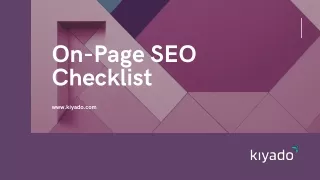 On-Page SEO Checklist | Kiyado Innovations LLP