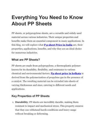 Everything You Need to Know About PP Sheets