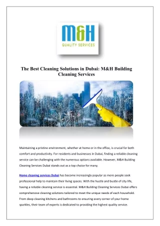 Deep Cleaning Services Dubai | MH Cleaning