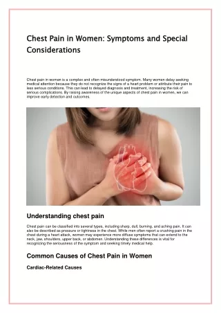 Chest Pain in Women: Symptoms and Special Considerations