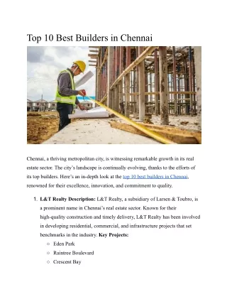 Top 10 Best Builders in Chennai - Chennai top 10 (1)