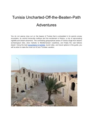 Tunisia Uncharted-Off-the-Beaten-Path Adventures