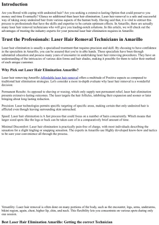 Rely on the Gurus: Laser Hair Elimination Specialists in Amarillo