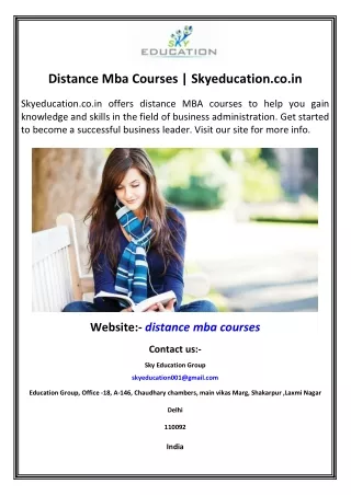 Distance Mba Courses | Skyeducation.co.in