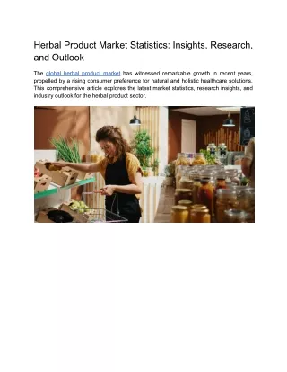 Herbal Product Market Statistics: Insights, Research, and Outlook
