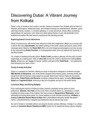 Discovering Dubai_ A Vibrant Journey from Kolkata
