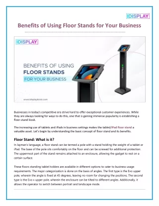 Benefits of Using Floor Stands for Your Business