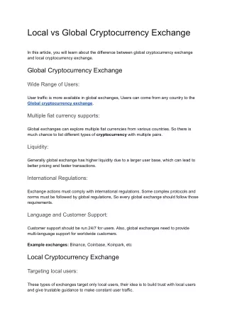 Local vs Global Cryptocurrency Exchange