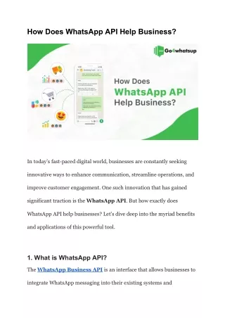 How Does WhatsApp API Help Business?