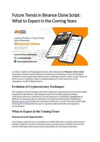 Future Trends in Binance Clone Script: What to Expect in the Coming Years