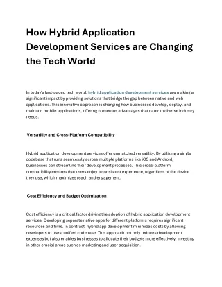 How Hybrid Application Development Services are Changing the Tech World