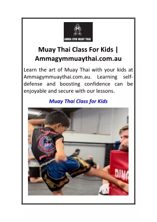 Muay Thai Class For Kids  Ammagymmuaythai.com.au
