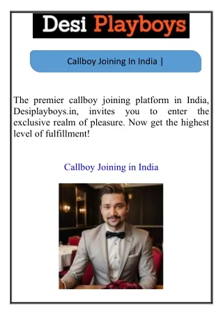 Callboy Joining In India Desiplayboys.in