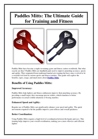 Paddles Mitts The Ultimate Guide for Training and Fitness
