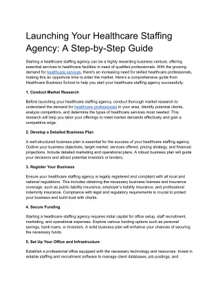 Launching Your Healthcare Staffing Agency_ A Step-by-Step Guide