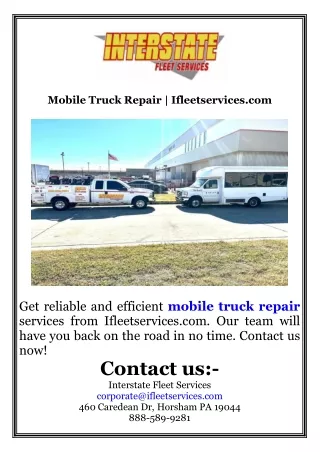 Mobile Truck Repair  Ifleetservices.com