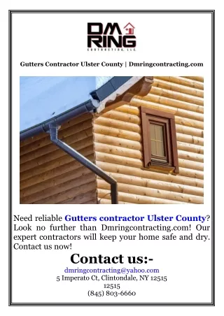 Gutters Contractor Ulster County  Dmringcontracting.com