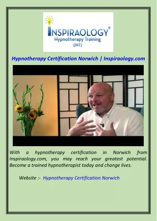 Hypnotherapy Certification Norwich  Inspiraology.com