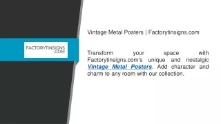 Vintage Metal Posters  Factorytinsigns.com