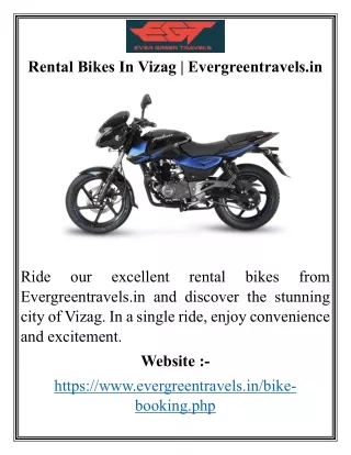 Bike Rent In Vizag | Evergreentravels.in