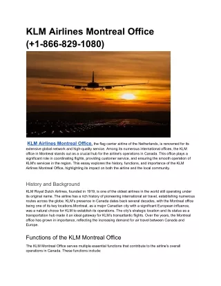 KLM Airlines Montreal Office