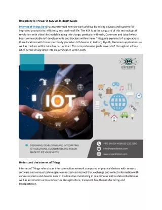 Unlocking the Potential of IoT in the KSA
