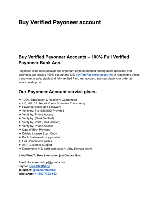 How to Safely Buy Verified Payoneer account Online