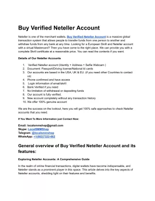 How to Safely Buy Verified Neteller Account Online