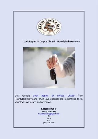 Lock Repair In Corpus Christi  Howdylocknkey com