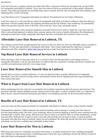 Laser Hair Removal for Transgender Individuals in Lubbock: Personalized Care for