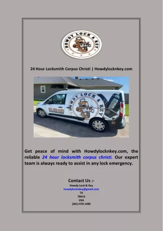 24 Hour Locksmith Corpus Christi  Howdylocknkey com