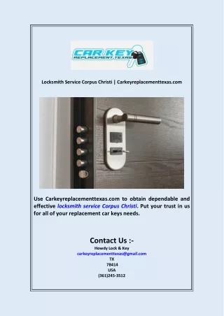 Locksmith Service Corpus Christi  Carkeyreplacementtexas com