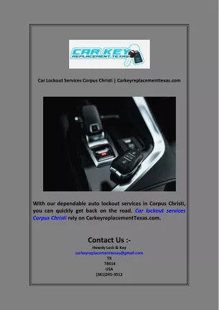 Car Lockout Services Corpus Christi  Carkeyreplacementtexas com