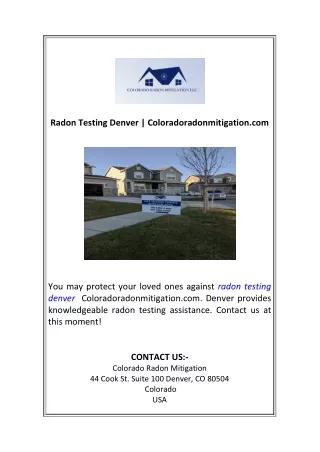 Radon Testing Denver Coloradoradonmitigation com