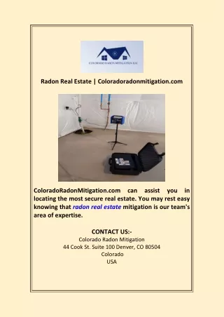 Radon Real Estate  Coloradoradonmitigationcom