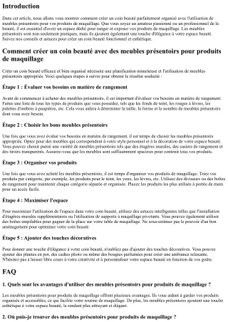 Comment créer un coin beauté avec des meubles présentoirs pour produits de maqui