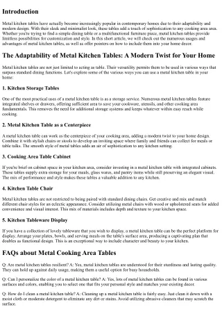 The Versatility of Metal Kitchen Tables: A Modern Twist for Your Home