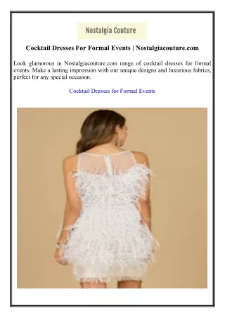 Cocktail Dresses For Formal Events | Nostalgiacouture.com