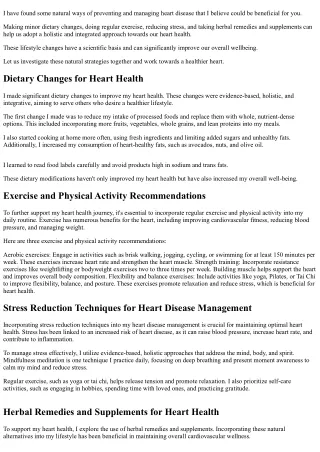 Natural Approaches for Heart Disease Prevention and Management
