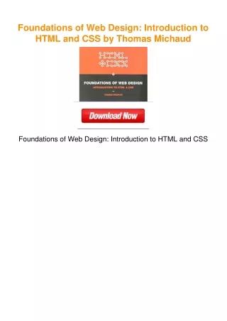 Foundations of Web Design: Introduction to HTML and CSS by Thomas Michaud