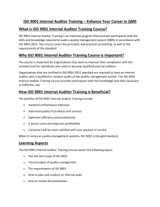 ISO 9001 Internal Auditor Training (malaysia)