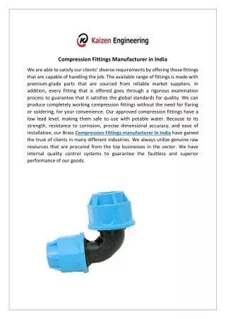 Compression Fittings Manufacturer in India