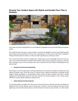 Revamp Your Outdoor Space with Stylish and Durable Floor Tiles in Brisbane
