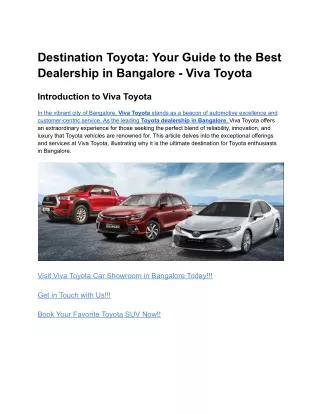 Destination Toyota_ Your Guide to the Best Dealership in Bangalore - Viva Toyota