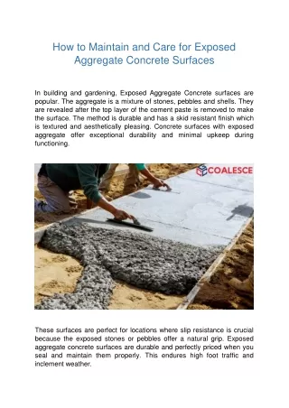 How to Maintain and Care for Exposed Aggregate Concrete Surfaces