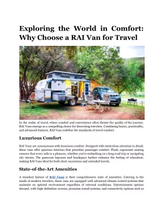 Exploring the World in Comfort_ Why Choose a RAI Van for Travel