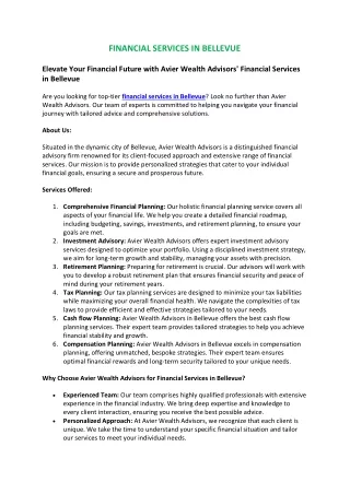 Best Financial Services in Bellevue | Avier Wealth Advisors